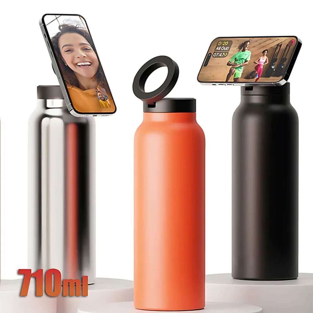 Hydration Bottle with Magnetic Phone Holder
