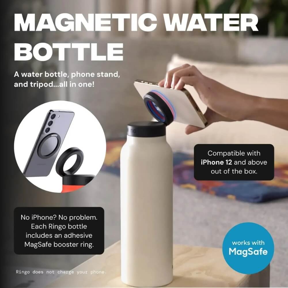 Hydration Bottle with Magnetic Phone Holder