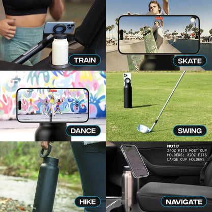 Hydration Bottle with Magnetic Phone Holder
